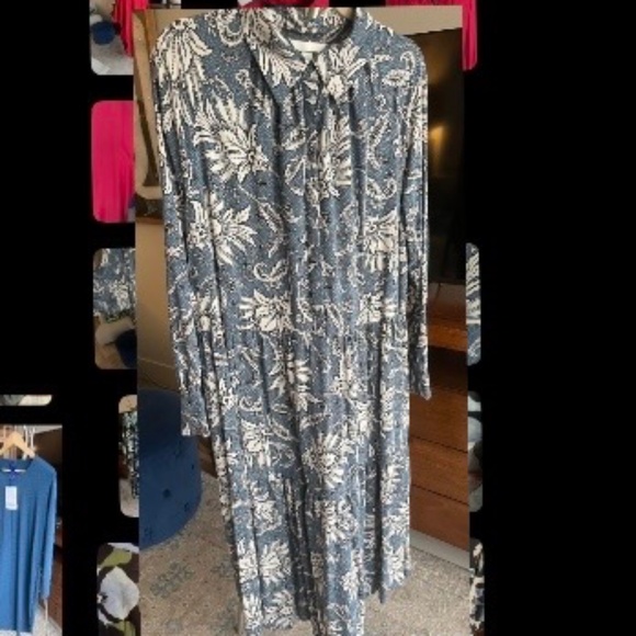 Button up drop waist dress, paisley like print - Picture 1 of 10